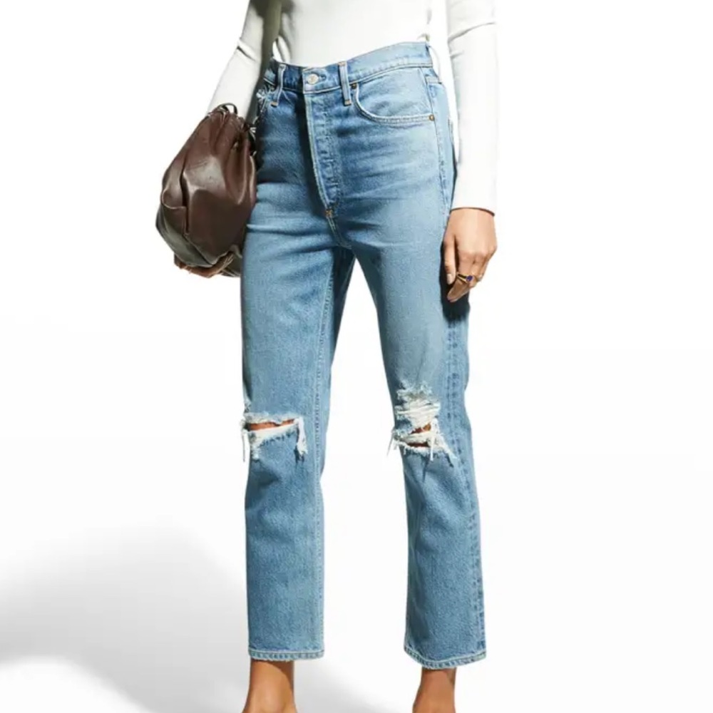 Agolde Riley high rise straight crop denim